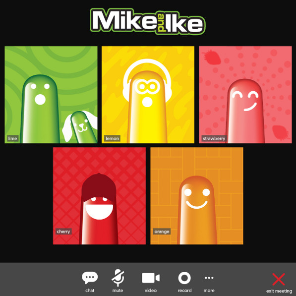 Mike and Ike candies on a Zoom Call